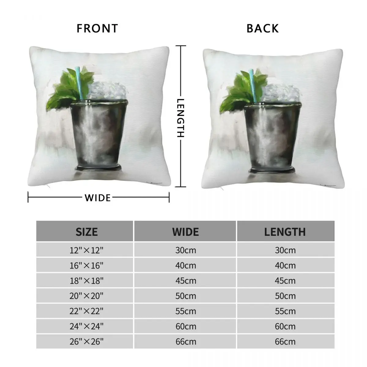 Kentucky Derby Mint Julep Square Pillowcase Polyester Linen Velvet Creative Zip Decorative Pillow Case Sofa Cushion Cover