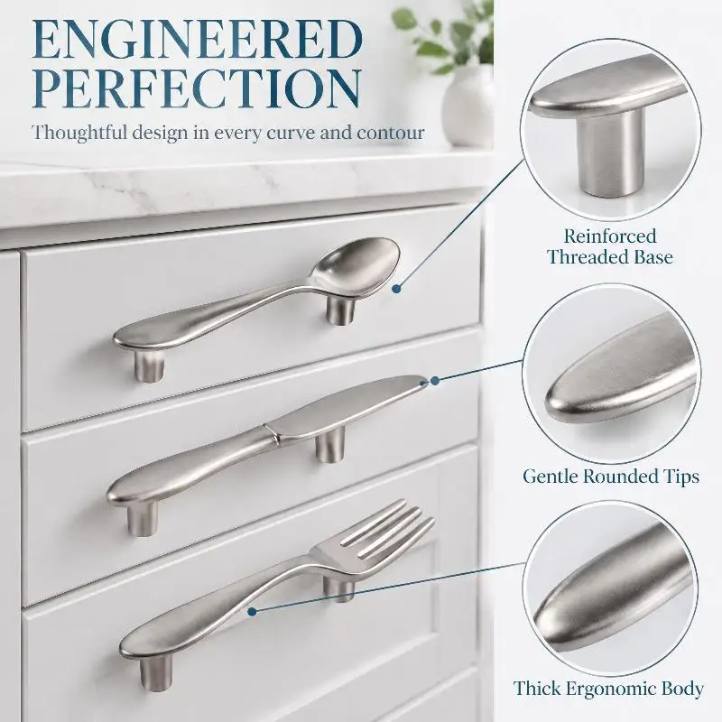 Zinc Alloy Creative Spoon Fork Knife Kitchen Cabinet Closet Furniture Door Knob Cabinet Pull Drawer Handles Cabinet Knob