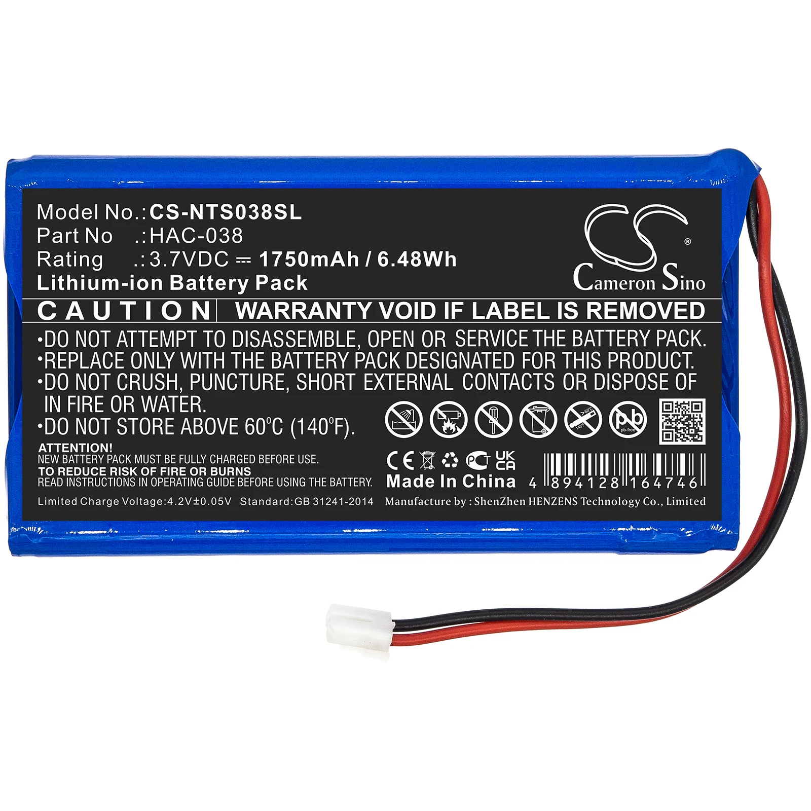 CS Replacement Battery For Nintendo Home Circuit Mario Kart Live 1750mAh / 6.48Wh  Game Console