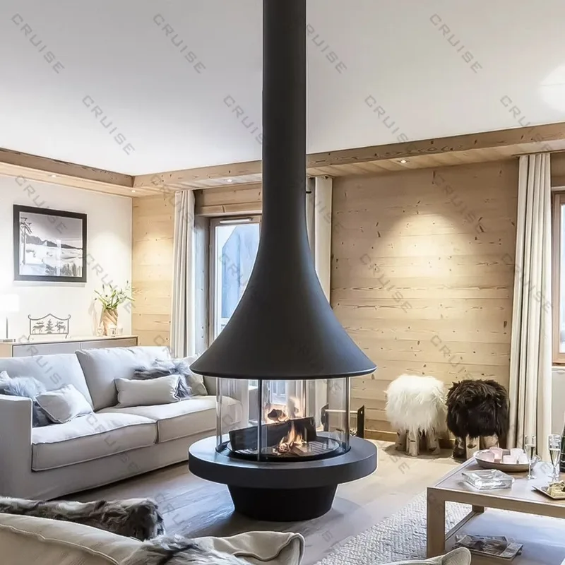 Airo Winter Hanging Wood-Burning Home Heating Direct-Vent High-Temperature Resistant Glass Bio-ethanol Sealed Gas Fireplace