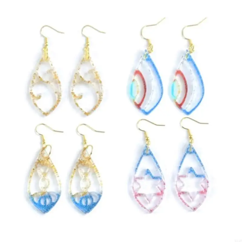 91AF Waterdrop-Shape Charm Silicone Mold for DIY Keychain Pendant Earring Resin Moulds with Hanging-Hole DIY Craft Jewelry