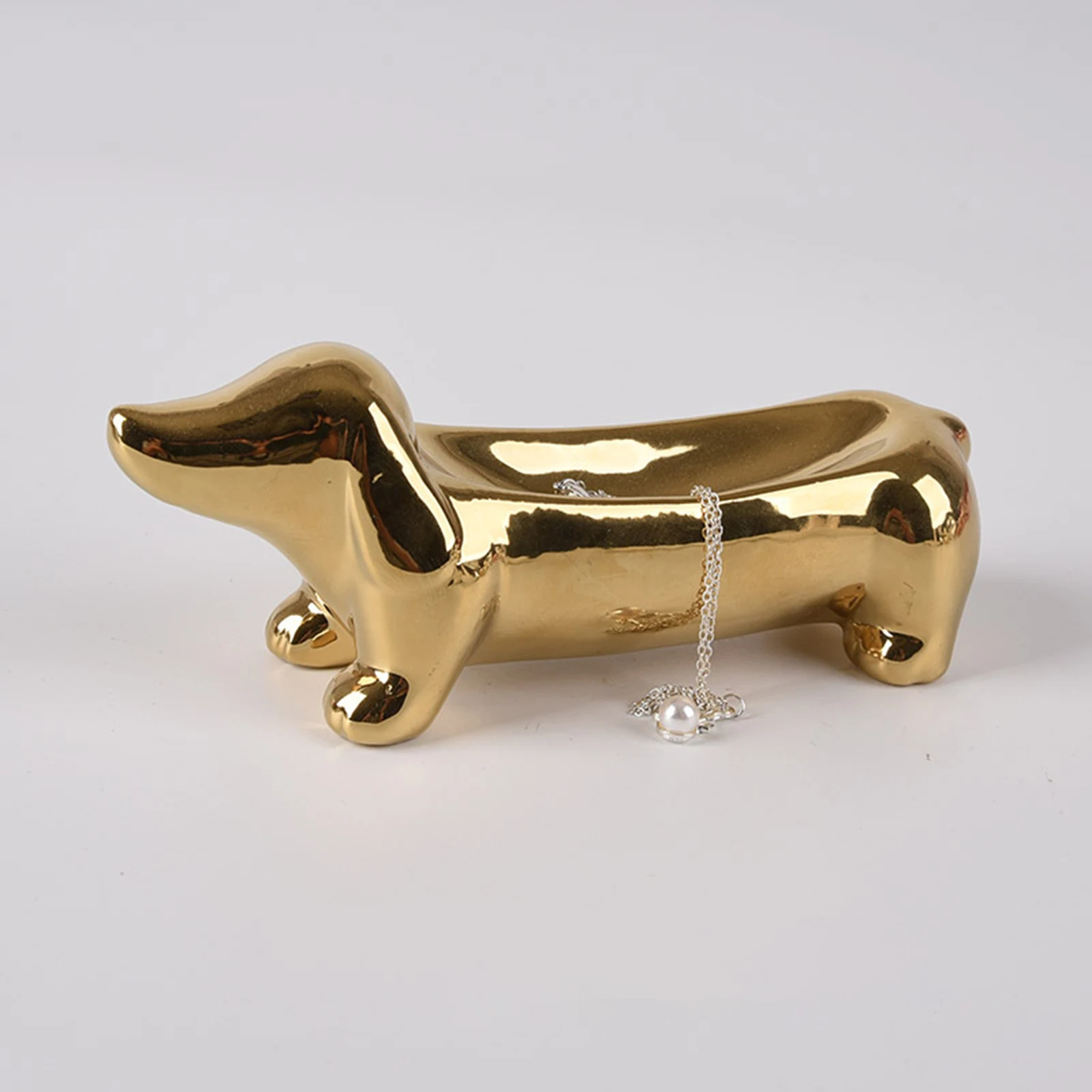 Ceramic Cute Dog Jewelry Tray Delicate Scandinavian Earrings Rings Holder for Ring Necklace Jewelry & Keys