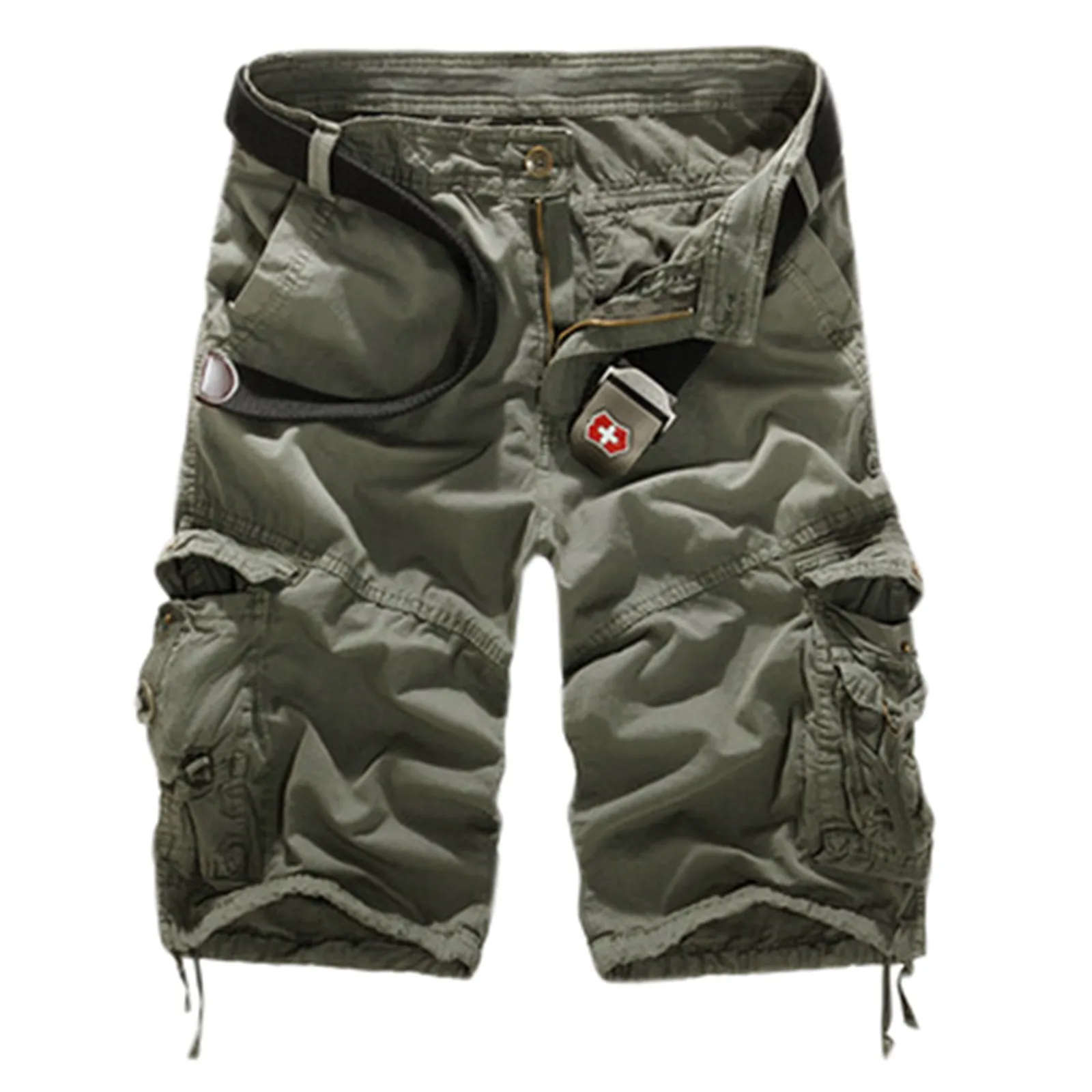 Heren Mode Camouflage Cargo Shorts Zomer Ademende Harajuku Stevige Riemzakken Broek Y 2K Fit Streetwear Casual Trunks Heren