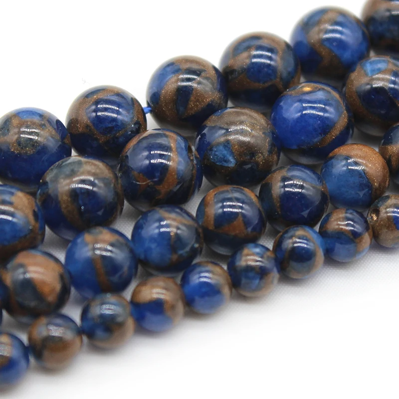 

Natural Lapis Blue Cloisonne Stone Round Loose Spacer Beads For Jewelry Making DIY Bracelet Ear Studs Accessories 15'' 6/8/10mm