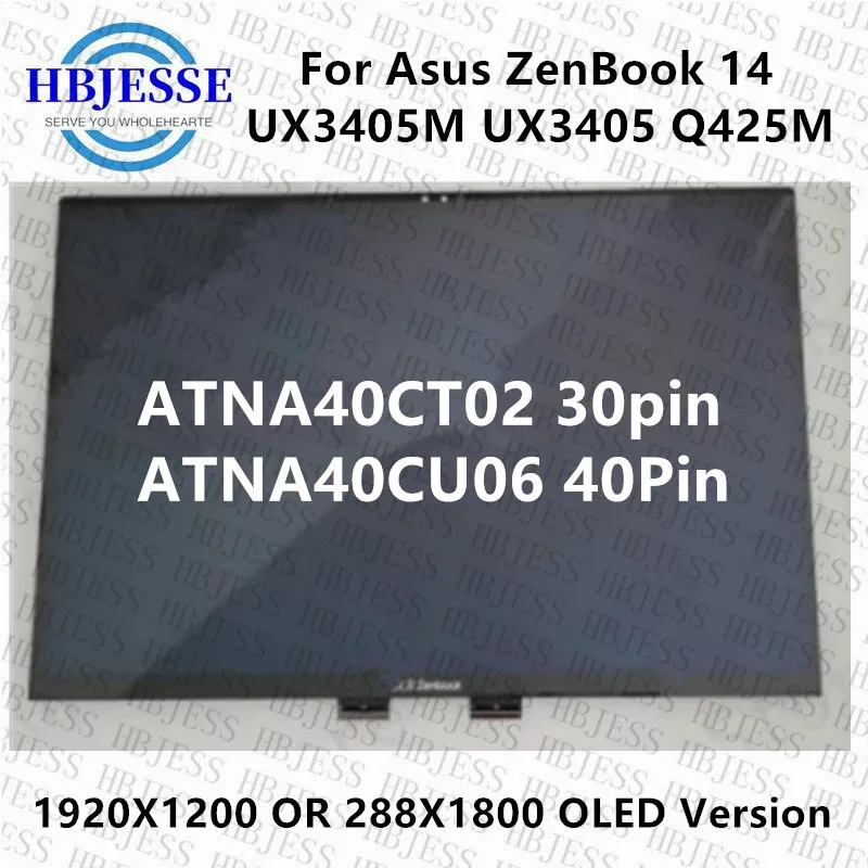 ATNA40CT02 ATNA40CU06 for Asus ZenBook 14 UX3405M UX3405 Q425M IPS Touch LCD Screen Digitizer Assembly Display Panel