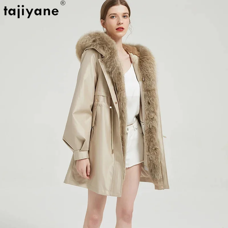 

Luxury Tajiyane Big Fox Fur Collar Parkas Winter Jackets for Women 2024 Detachable Rex Rabbit Liner Coat Hooded Overcoats