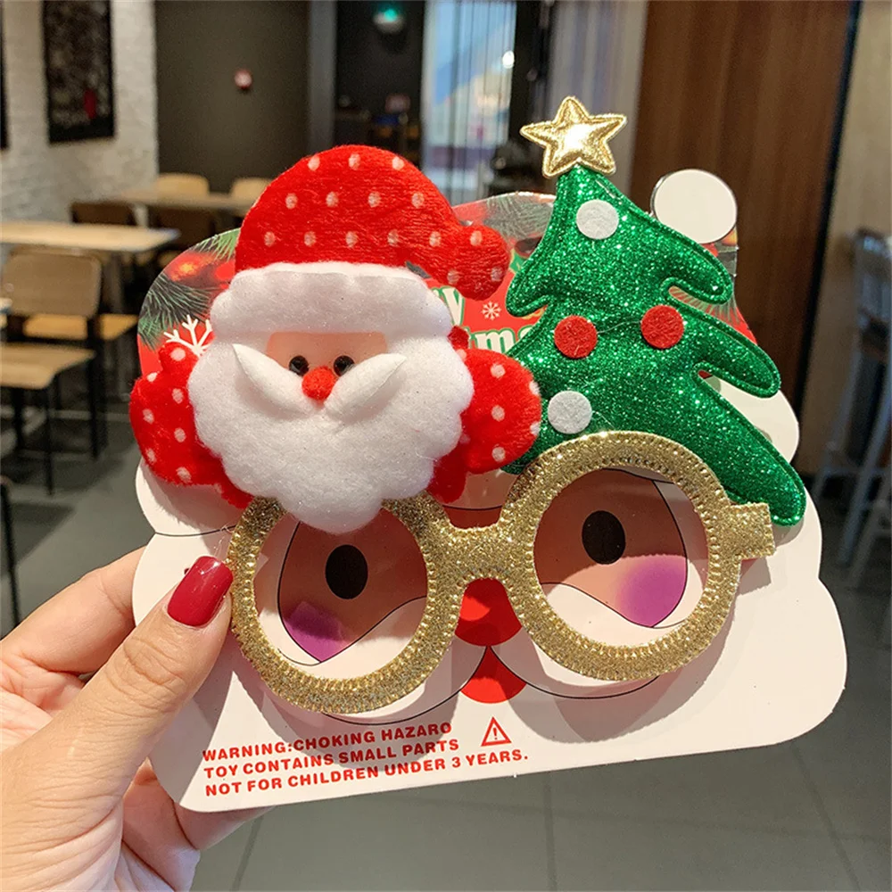 Marco de gafas de decoración de Navidad y Feliz Año Nuevo, accesorios de fiesta de Santa Claus, muñeco de nieve, alce, árbol de Navidad, gafas de regalos de Navidad.