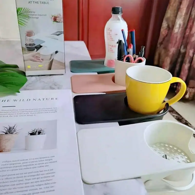 Suporte de copo anti-derramamento braçadeira mesa criativa lado copo de água clipe rack para local de trabalho mesa de casa computador copo lateral caneta titular