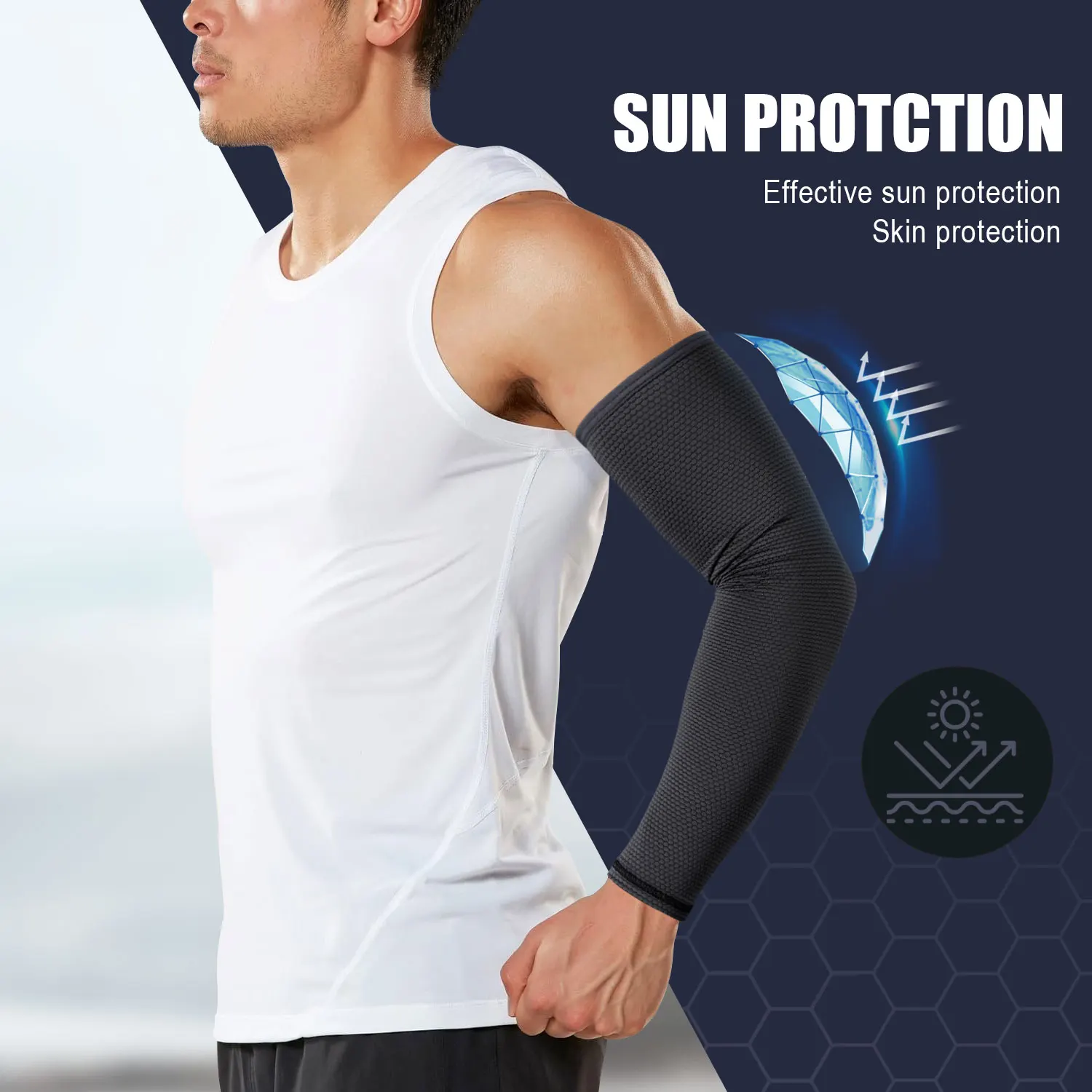 UV Protection Arm Sleeves Breathable Ice Silk Fabric Cooling Arm Cover Sports Hiking Running Fishing Camping Outdoor Equipment