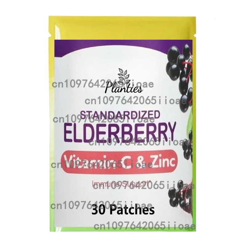 30 Patches Elderberry Transdermal Patches with Zinc, Vitamin C, E, & D3 Immune Booster