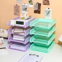 File Rack Desktop Storage Rack Four-Layer Storage File Rack Storage Rack Multi-Functional Storage File Basket File Seat Multi-Layer File Storage Rack Organizer Rack Office Special File Tray