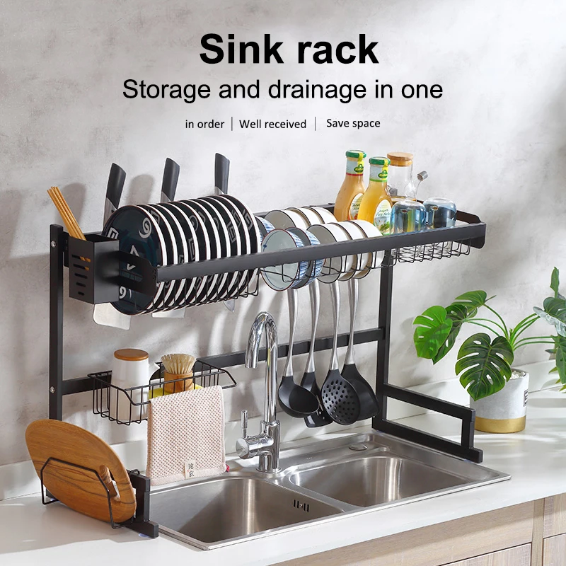 Best sell Stainless Steel Kitchen Sink Rack Storage Shelves Dish Holder Sink Drainer Dish Drying Rack