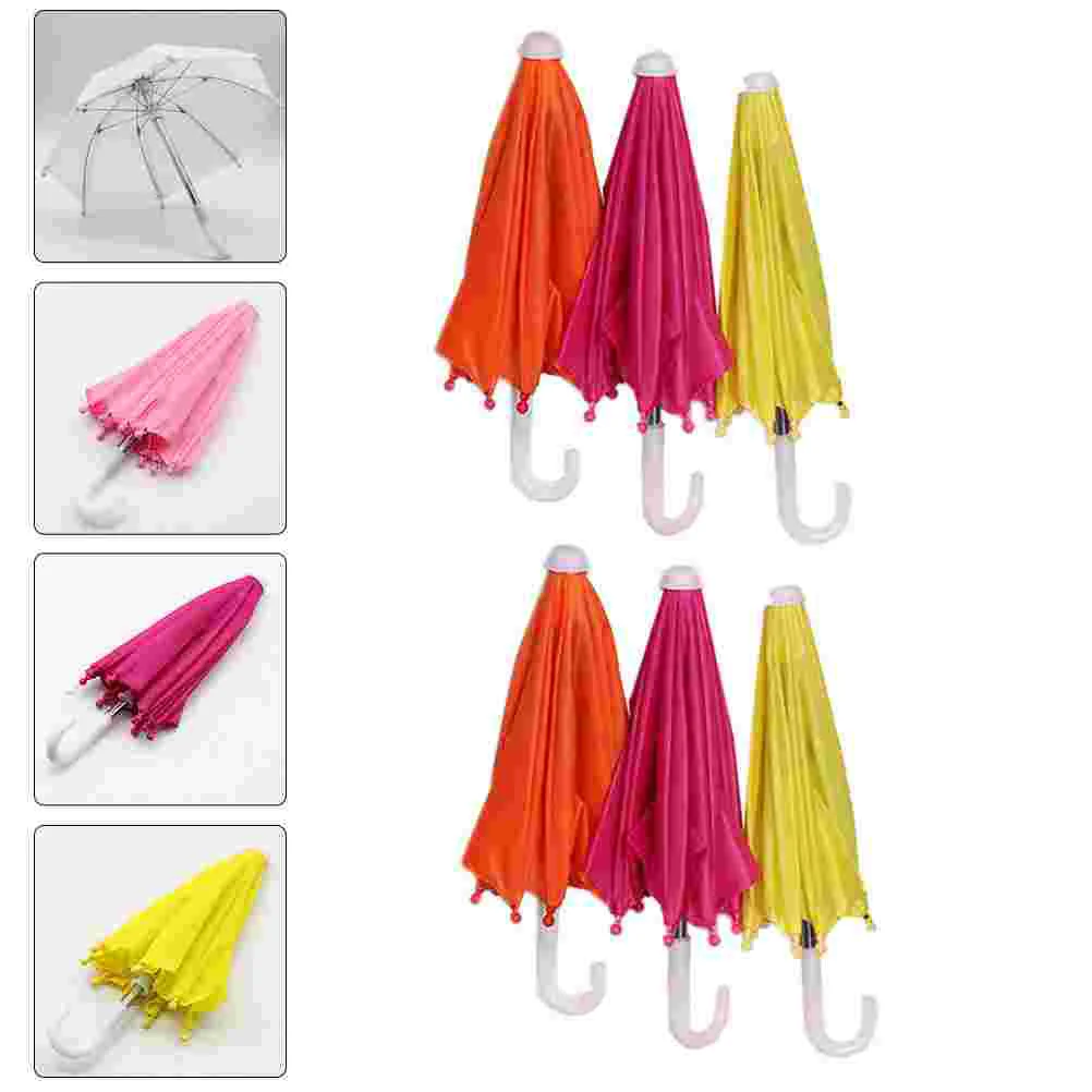 

6 Pcs Girl Toy Umbrella Umbrellas Photo Props Crafts Cloth Accessories for Dolls Costume Decor Baby