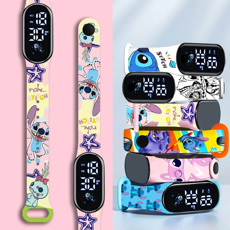 Disney-Relógio de tela de toque impermeável para meninas, relógios infantis, relógio digital, pulseira, esportes, ponto, presentes para mulheres