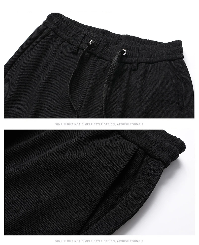 Männer Casual Hosen Elastische Taille Jogginghose Herbst Winter Kleidung Kordelzug Hosen Männlichen Cord Warme Große Größe Hosen – Detail 7
