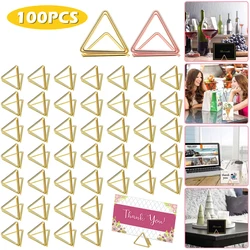 100Pcs Table Card Holder Triangle Shape Card Stand Clip Number Holder Table Decoration for Wedding Anniversary Party Desk 2023