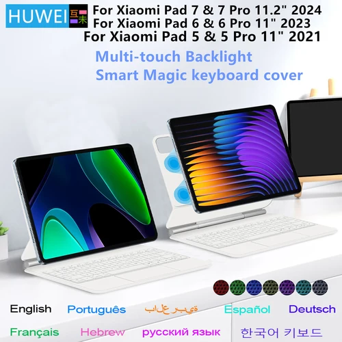 Imagen 1 del producto Teclado mágico para Xiaomi Pad7 Pad 6 7 Pro, funda para Xiaomi Mi Pad 5 6 7 Pro, tableta de 11 ""y 11,2 pulgadas, funda de libro magnética inteligente Folio