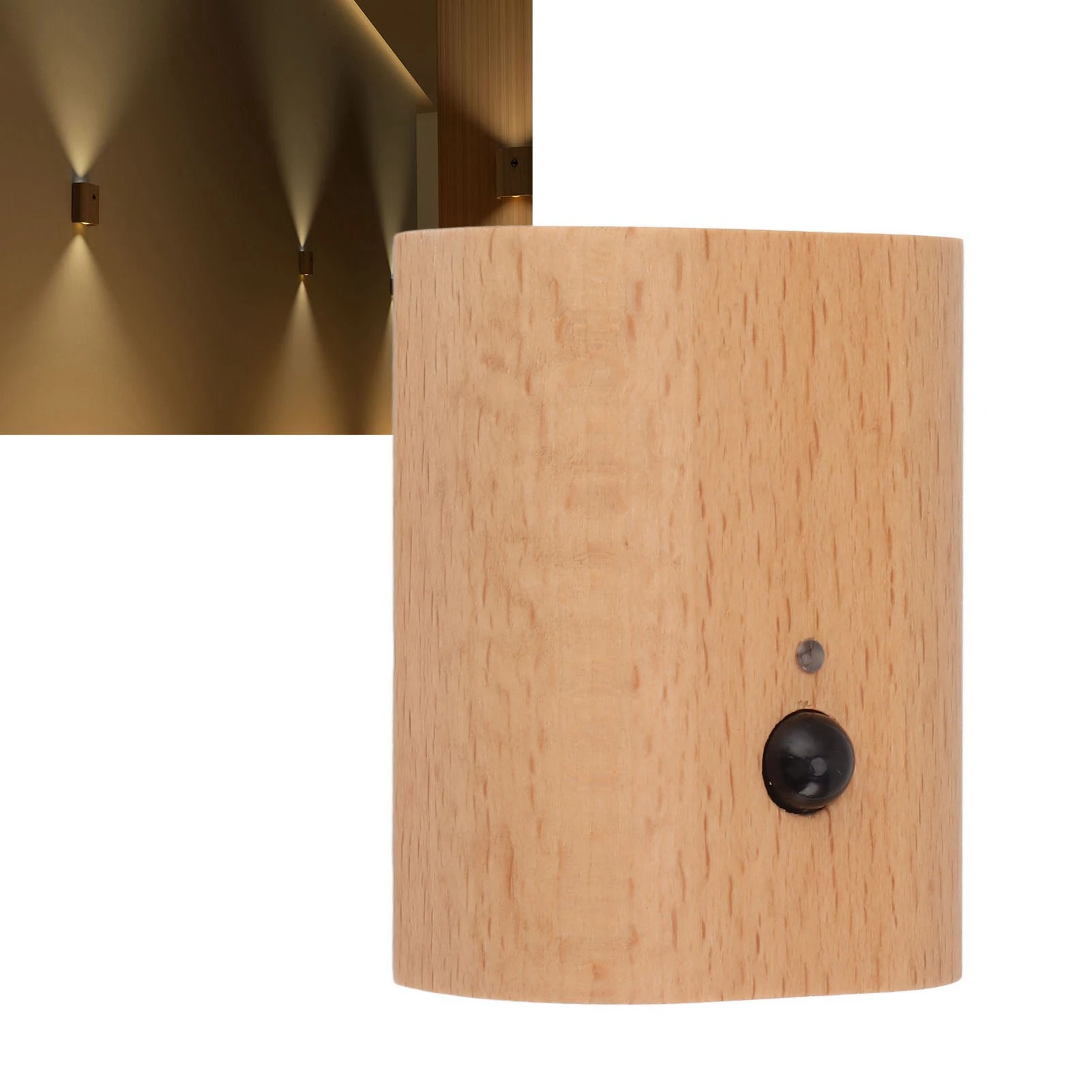 

ZK40 Step Light Wall Sconce Beech Wood Motion Dusk to Dawn Sensor Magnet 2 Side Lighting USB Rechargeable LED Wall Light