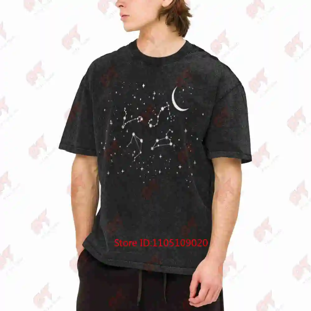 Stargazing Constellation Astronomy Vintage Washed Tee Pure Cotton T-Shirt