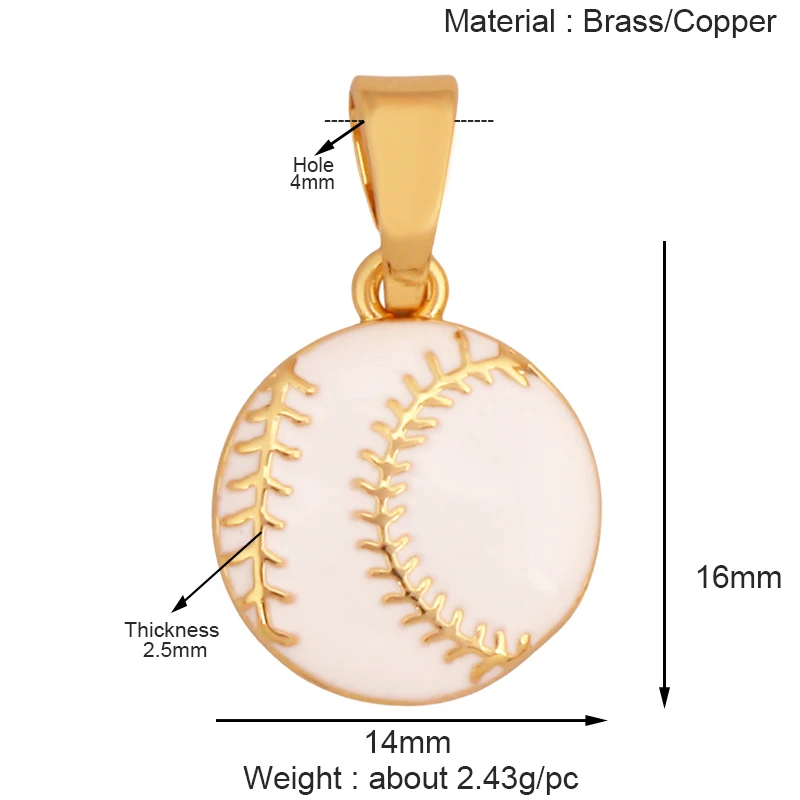 Trendiges Sportshirt, Baseball, Fußball, Rugby, Tennisschläger, Charm-Anhänger, 18 Karat vergoldet, DIY-Halskette, Schmuckzubehör, K94 – Detail 5