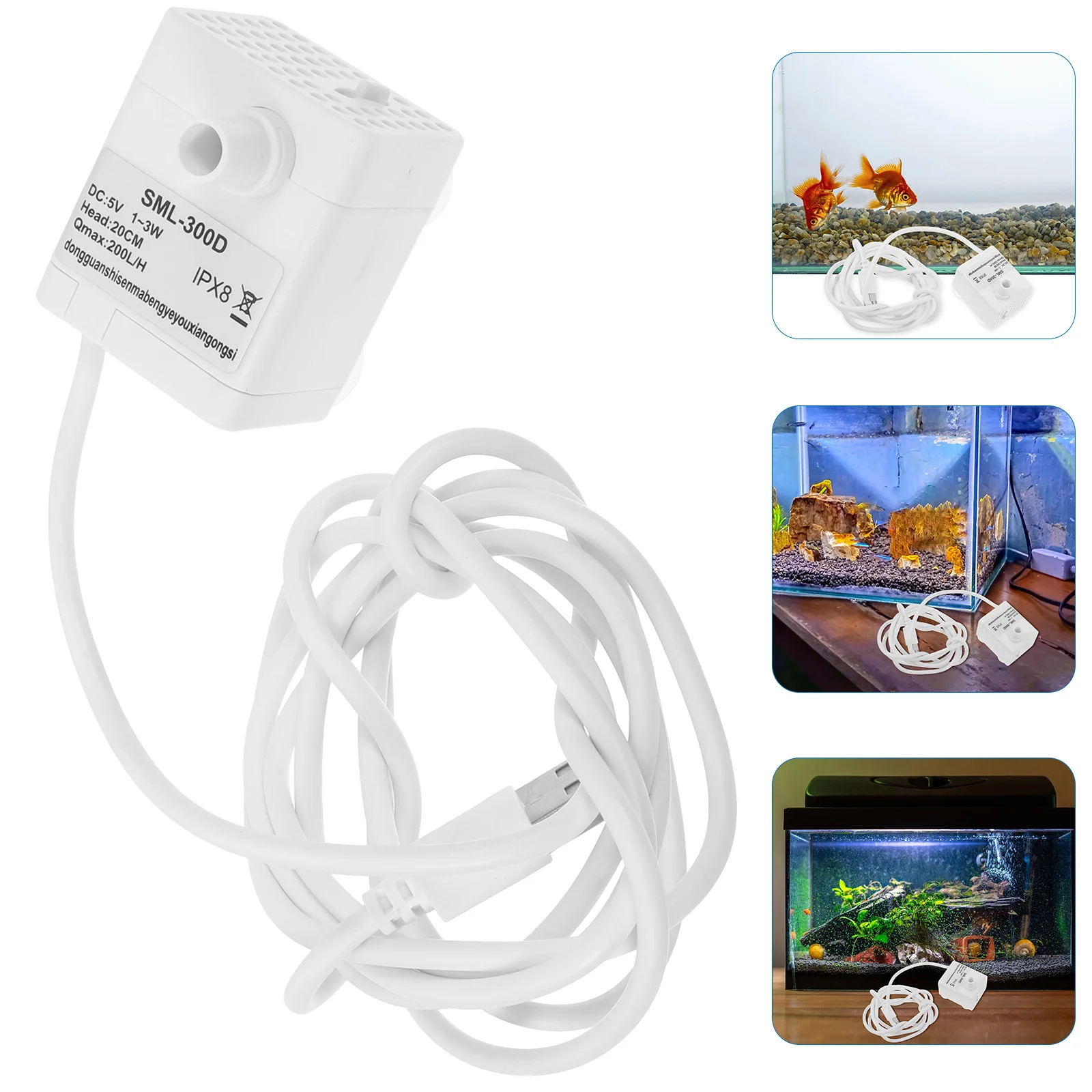 

Mini Submersible Pump Water Small Fountain Aquarium Portable Plastic Pet Travel for
