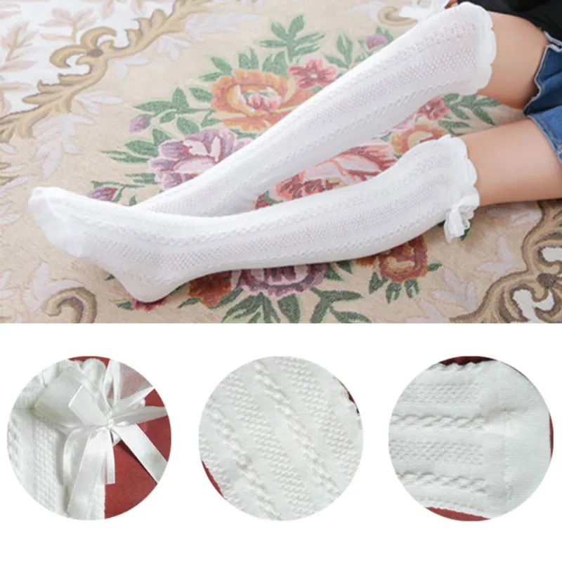 Baby Girls Knee High Socks Long Kids Soft Cotton Ruffle Lace Socks  Children School Uniform Socks Mid-calf Socks Leg Warmers