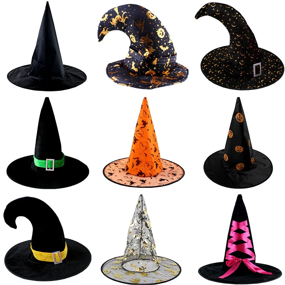 

Halloween Prom Party Witch Gauze Hat Ghost Festival Dress Up Wizard Hat Trick or Treat Happy 2025 Halloween Day Hats