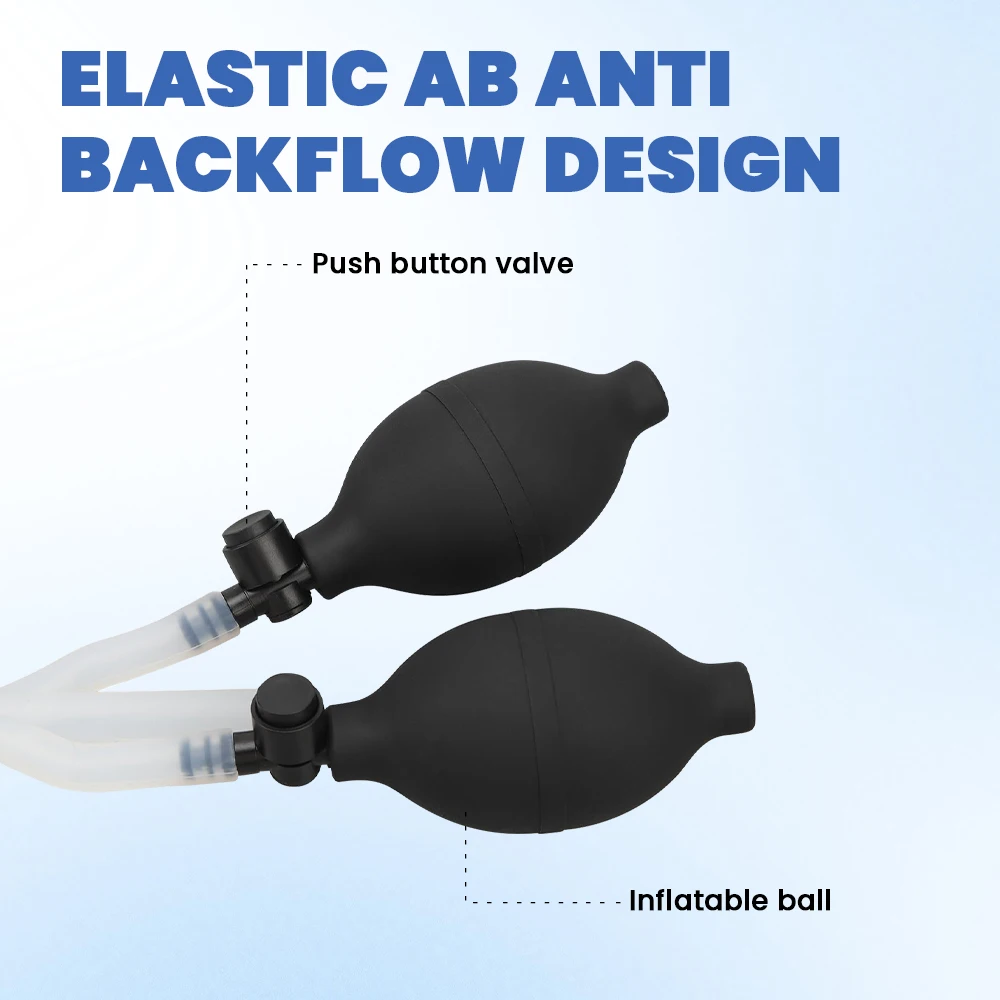 Silicone Enema Douche Bulb Dual Side Openings Elastic Inflatable Double Bulb Flushing System for Health Care for Health Care