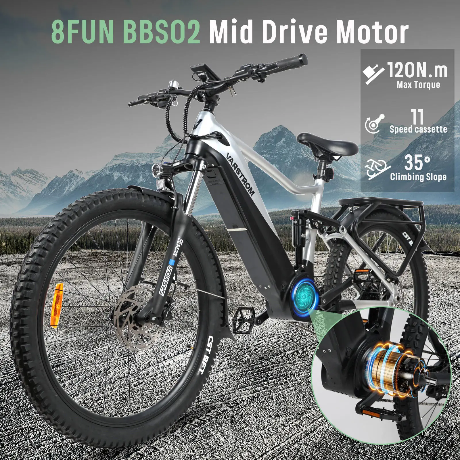 

BBS02 29" Electric Mountain Bike Cola Bear 2.0 Aluminum Alloy Full Suspension Bafang Mid Motor 20Ah Battery EU US Stock