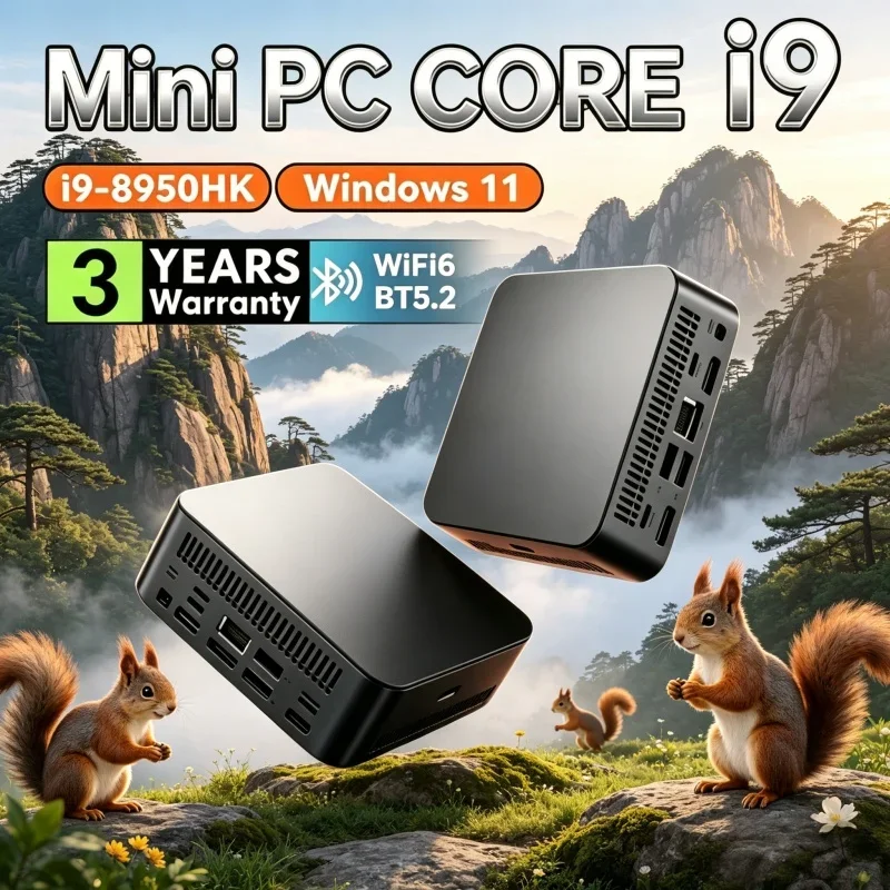 

2026 Divine Mobile MINI PC Windows 11 Pro Core I9 8950HK RAM 1TB SSD WIFI 6 BT5.2 4K HD Effulgent Multimedia Gaming Office
