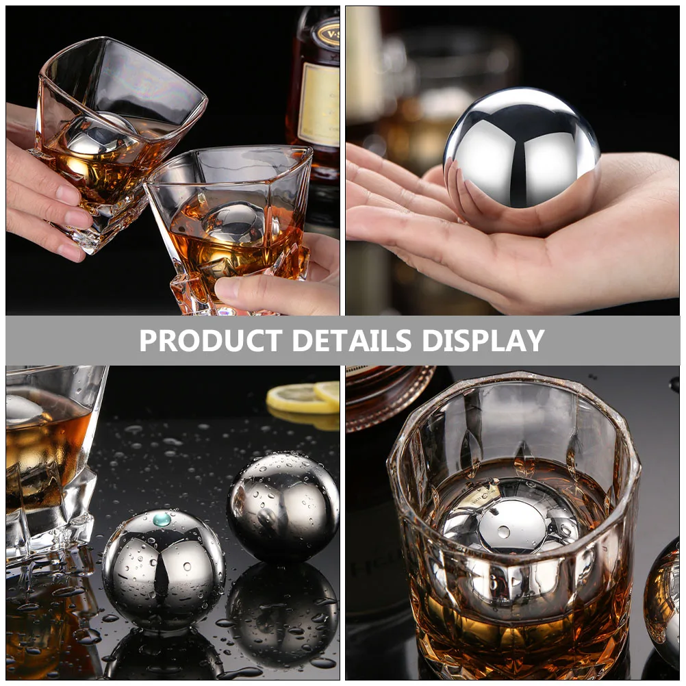 

1 set Stainless Steel Cubes Whiskey Stones Cooling Rocks Round Metal Ice Cubes for Bourbon Tequila Espresso Vodka Gift