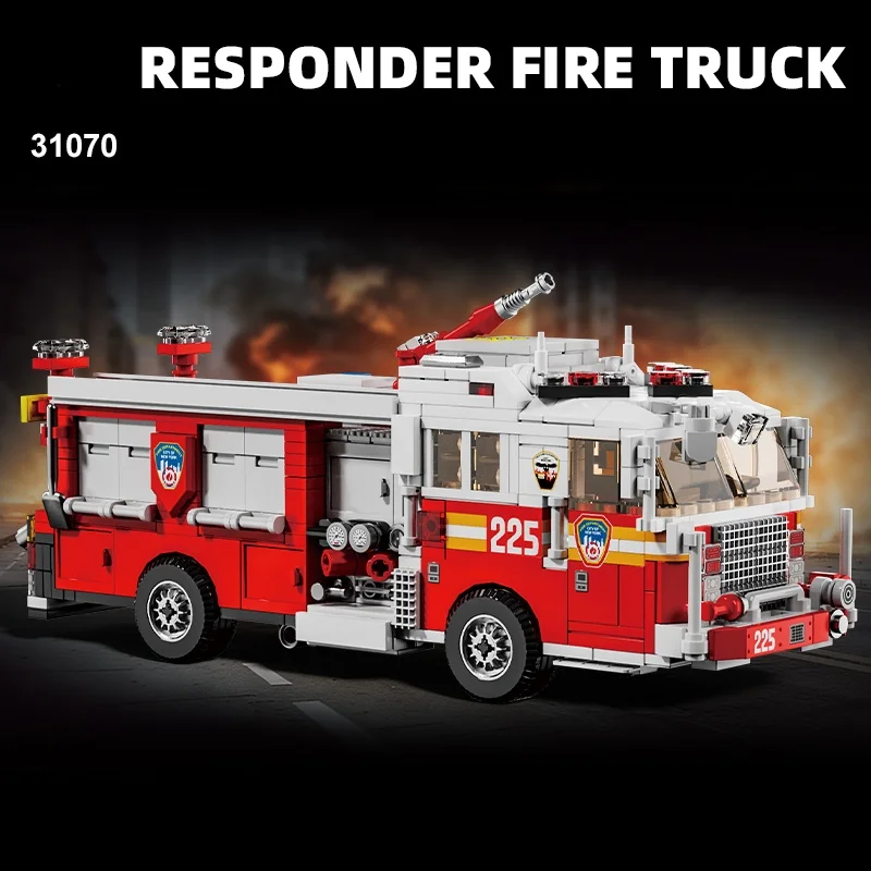 

City Fire Truck Building Blocks Rescue Engine Vehicle Model DIY Assembly Toy Educational Gift for Boys Kids Birthday Christmas