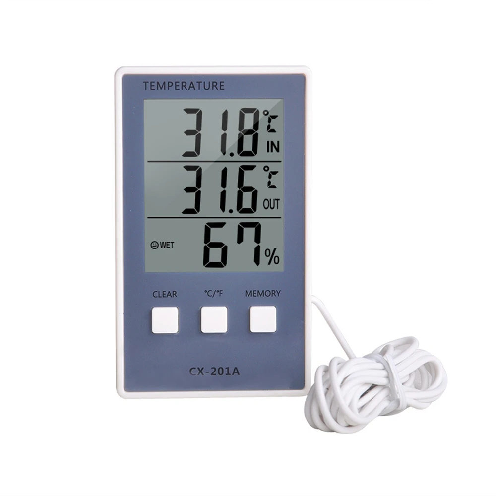 CX-201A Digital Thermometer Hygrometer Indoor Outdoor Temperature Humidity Meter C/F LCD Display Sensor Probe Weather Station