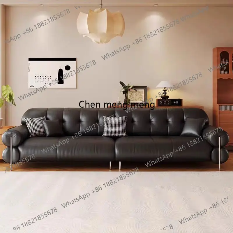 

Черный кожаный диван с высокой спинкой, коричневый, с верхним слоем из воловьей кожи, прямой, четырехместный.