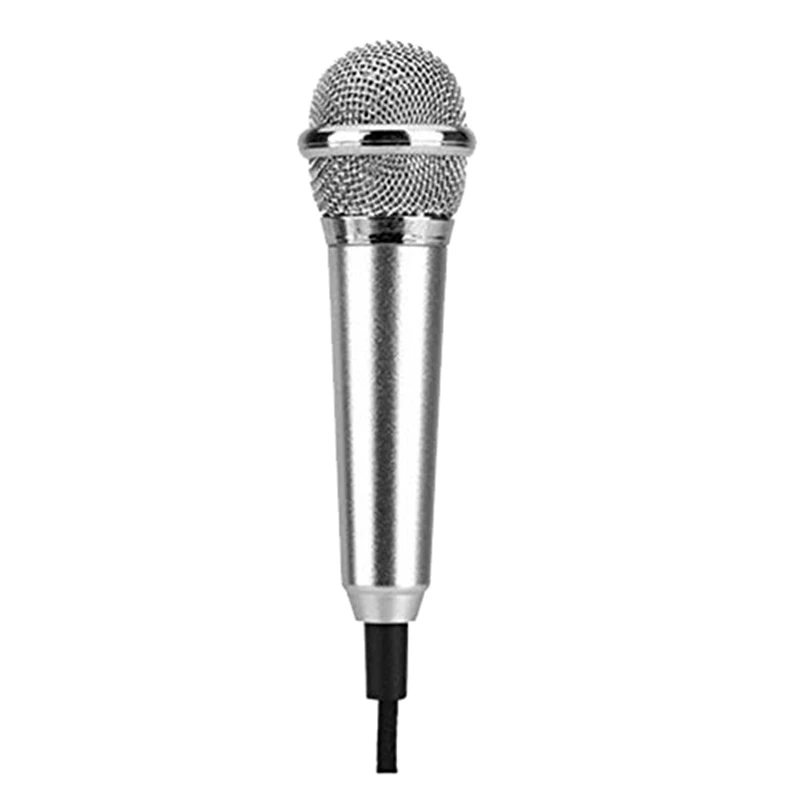 Mini Microphone with Omnidirectional Stereo Mic for Voice Recording,Chatting and Singing on Apple Phone (silver