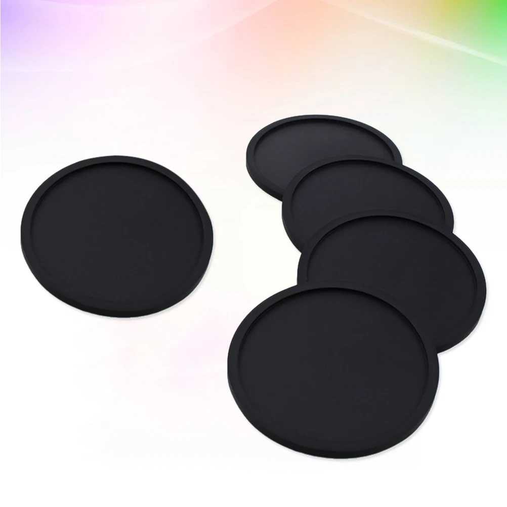 4Pcs Thick Silicone Drink Coasters Non Slip Round Cup Mats Kitchen Dining Table Accessories