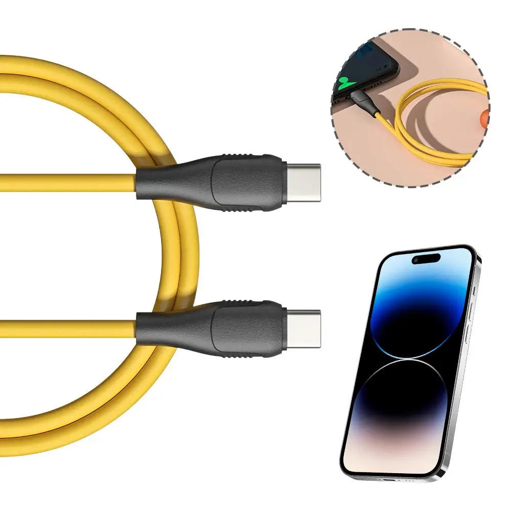 Fast Charging Cable 60W 2A USB C Cable Type C charger cord Powerline for iPhone 15/15Pro/15ProMax Pro, 100CM Yellow W3H7