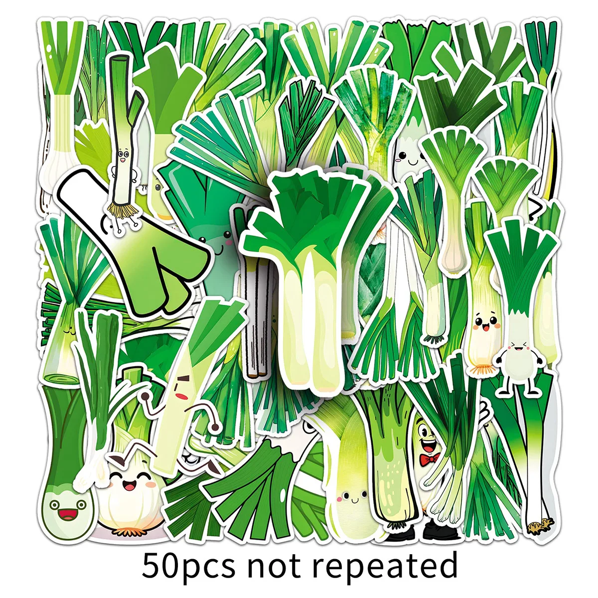 50PCS 파 스티커 그린 야채 만화 데칼 노트북 전화기 기타 컵 스케이트보드 방수 스티커 어린이 장난감