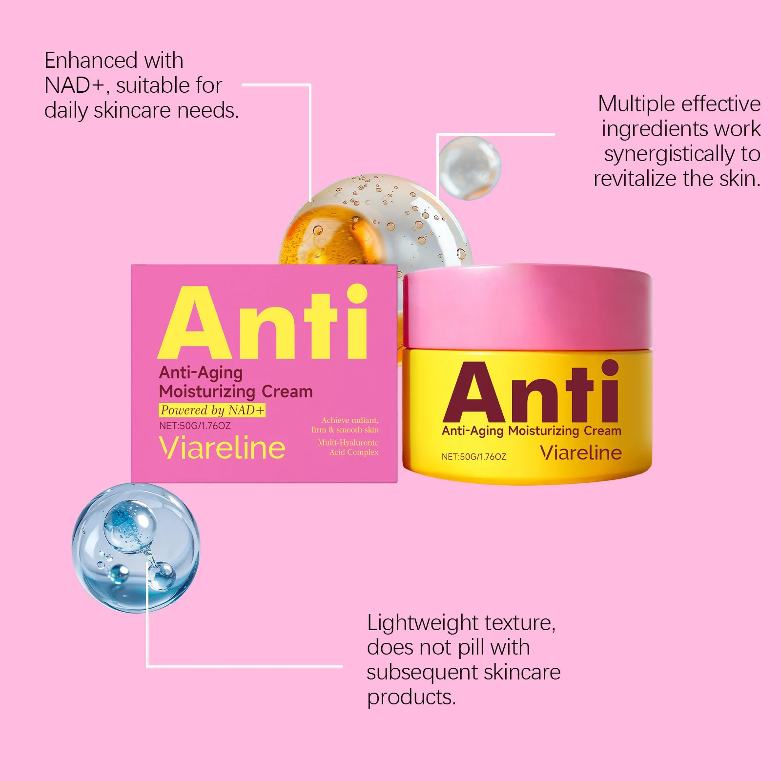 VIARELINE Retinol Facial Moisturizing Cream Reduce Fine Lines Improve Roughness Suitable for All Skin Types Facial Firming Cream