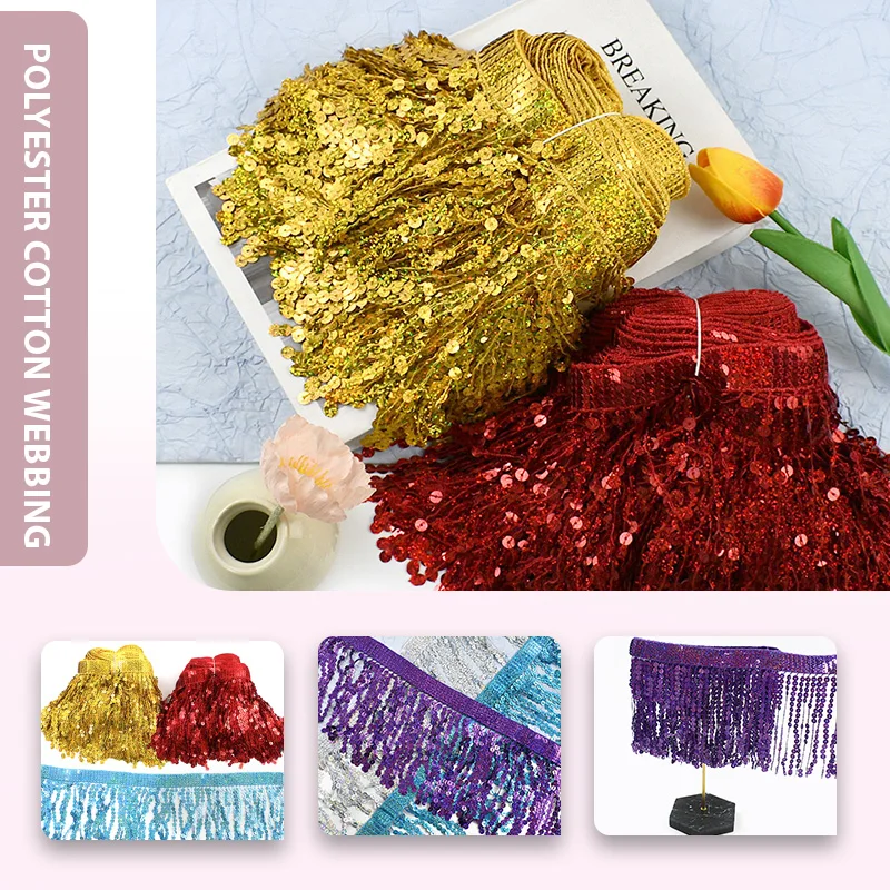 

5/9/18M 16cm Sequins Fringe Tassels Latin Dress Decorative Trimmings Lace Trim Garment Curtain Tassel Fringes Sewing Accessories