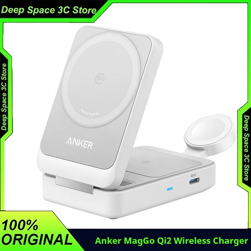 

2025 Anker MagGo Qi2 Magsafe Charger Stand 15W Magnetic 3-in-1 Charging Stand Fast Charger For iphone 16 15 Pro Max/AirPods