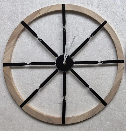 &c 61CM Large Wooden Modern Creative Iron Art Simple Design Bedroom Wall Hanging Clock Decoration Watch Wholesale Dropshipping