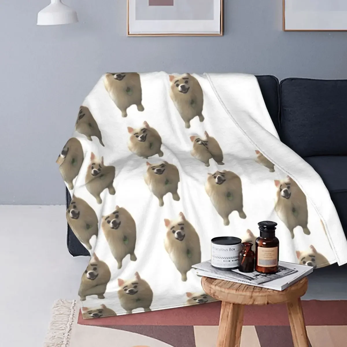 Heh Dog Meme Flannel Blanket Funny Throw Blankets for Home Rug Piece