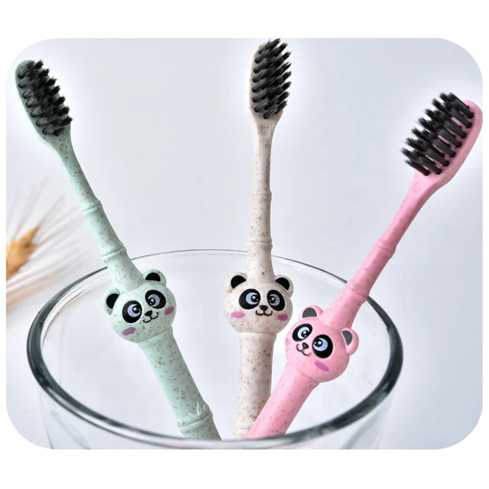 

3pcs Panda Toothbrush Natural Fiber Sensitive Gums Children Eco Friendly Soft Bristles Biodegradable Compostable Easy