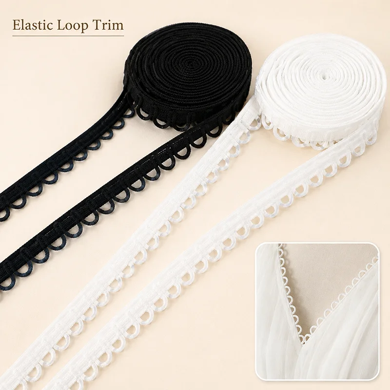 

10/30Meters 15mm Nylon Elastic Lace Trim Ribbon for Wedding Dress Collar Button Loop Garment Sewing Decorative Material Roll Set