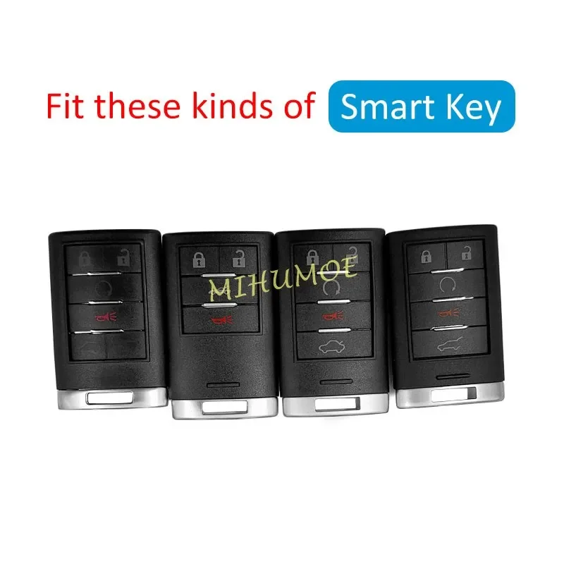Car Key Chain Fob Cover Case Ring For Cadillac DTS STS CTS SRX XTS ATS Escalade Chevrolet Corvette Black