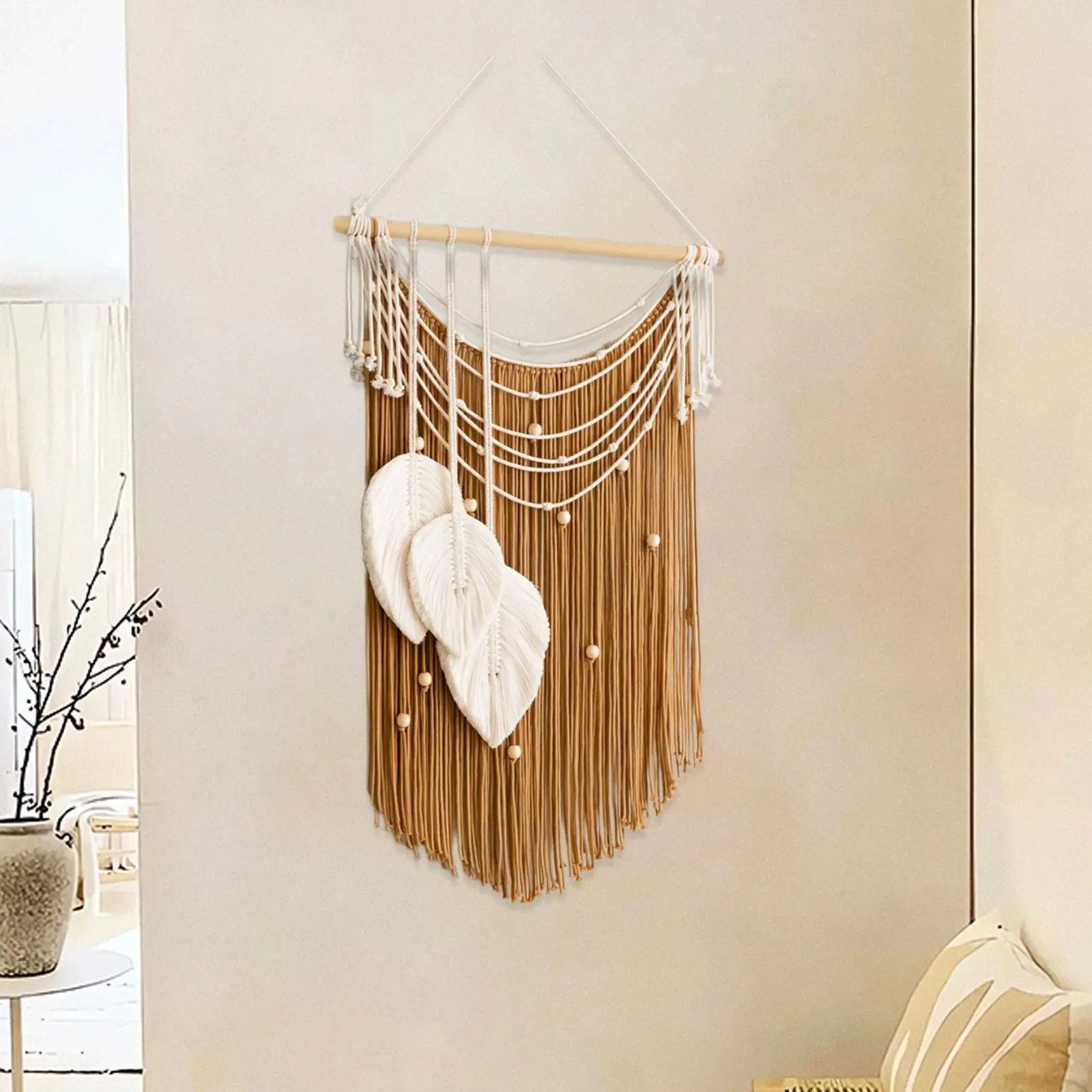 Macrame Wall Hanging Decor Tassels Pendant Chic Braided Decorative Woven Tapestry for Drawing Room Restaurant Dorm Background