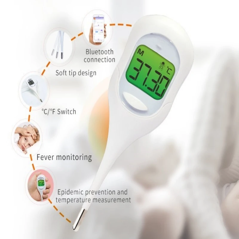 母親と子供のためのデジタル温度計,家庭用のソフトヘッドを備えたダブルセルシウス華氏温度計