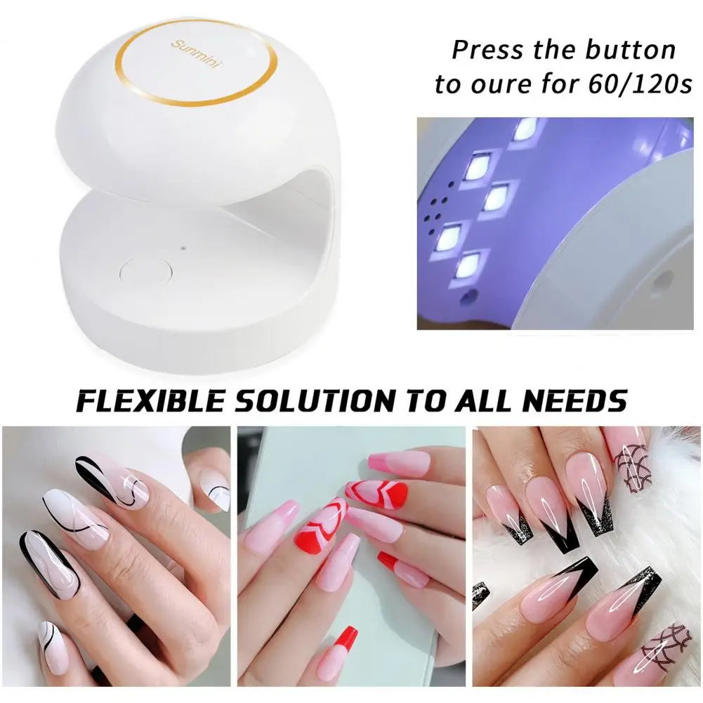 Lâmpada de unha LED USB portátil, Máquina de manicure seca rápida para gel polonês Nail Art, Secador compacto profissional