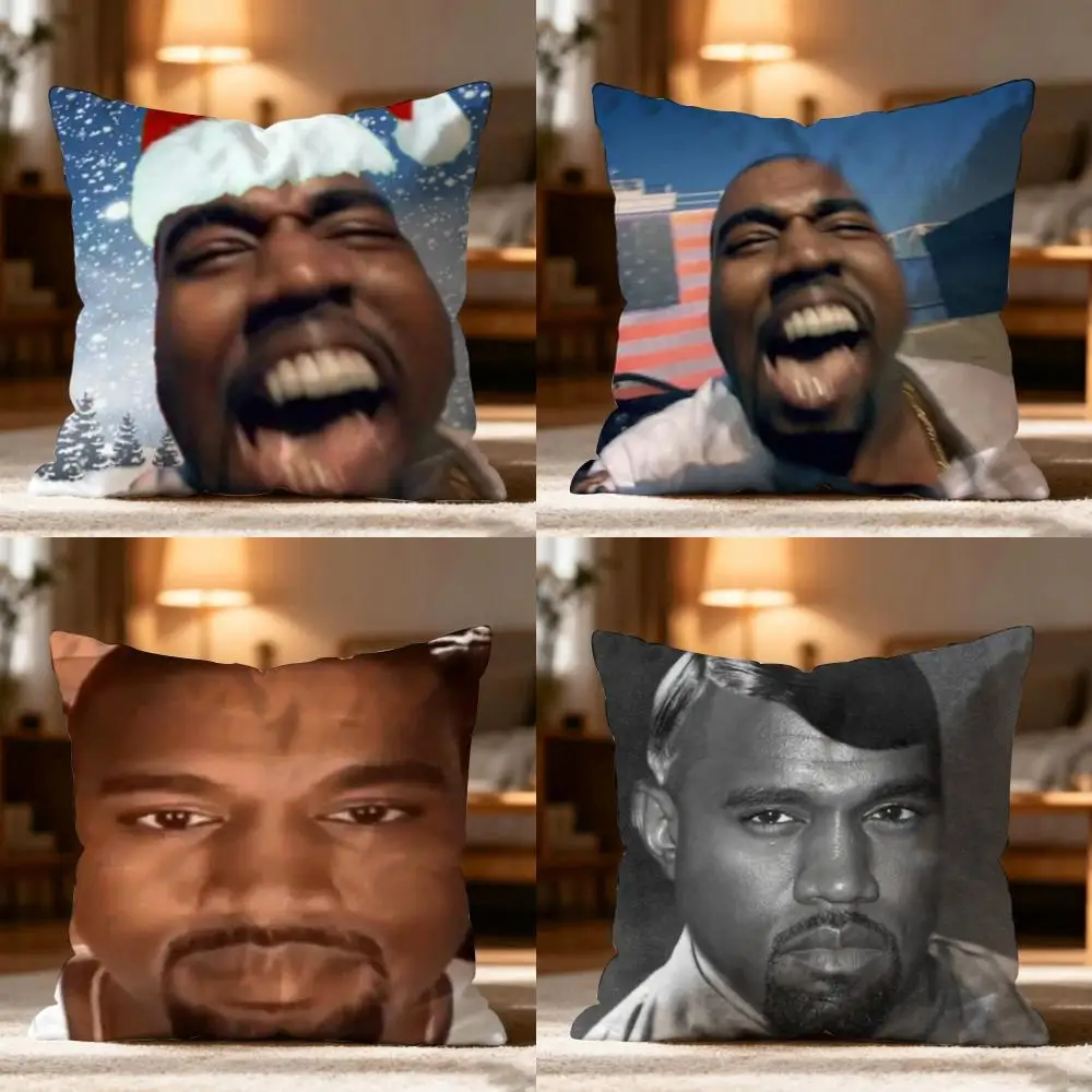 Funny K-kanye Meme Cushion Cover Cushion Cover Soft Washable Pillow Case Multi-Scene For Couch Bed Travel Office Use